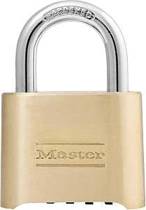 Master Lock 175D Padlock, 2 in W Body, 5/16 in Dia Shackle, 1 in H Shackle, Steel Shackle, Brass Body