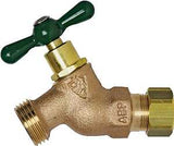 Arrowhead Brass 254CCLF Heavy-Duty Hose Bibb, 3 in L, 1/2 x 3/4 in, Sweat x Male Hose, 8 to 9 gpm, 125 psi, Bronze Body