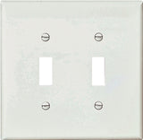 Eaton PJ2W Wallplate, 6 in L, 5-1/4 in W, 2-Gang, Polycarbonate, White, High-Gloss