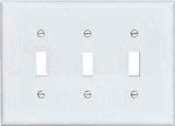 Eaton PJ3W Wallplate, 6-3/4 in L, 4.83 in W, 3-Gang, Polycarbonate, White, High-Gloss, Pack of 15