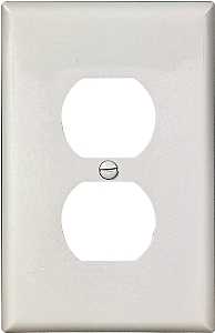 Eaton PJ8W Wallplate, 6 in L, 3-1/2 in W, 1-Gang, Polycarbonate, White, High-Gloss, Screw, Pack of 25