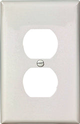 Eaton PJ8W Wallplate, 6 in L, 3-1/2 in W, 1-Gang, Polycarbonate, White, High-Gloss, Screw, Pack of 25