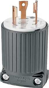 Eaton Wiring Devices L630P Twist Lock Plug, 2 -Pole, 30 A, 250 V, NEMA: NEMA L6-30, Black/White