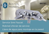 Boston Harbor RS207 Bath Faucet, 2-Handle, Lever Handle, Brass, Chrome Plated, Wall Mounting, Round Spout