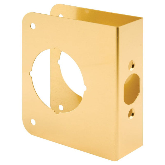 Prime-Line U 9555 Lock and Door Reinforcer, 2-3/8 in Backset, 1-3/8 in Thick Door, Brass, Bright Brass, 4-1/2 in H