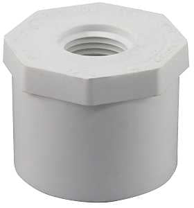 IPEX 435729 Reducing Bushing, 1-1/2 x 1/2 in, Spigot x FPT, White, SCH 40 Schedule, 150 psi Pressure