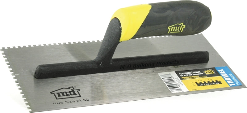 M-D 20057 Tile Installation Trowel, 1/8 in W x 1/8 in D Notch, 11 in L, 4-1/2 in W, Square Notch, Comfort Grip Handle