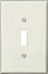 Eaton PJ1W Wallplate, 6 in L, 3-1/2 in W, 1-Gang, Polycarbonate, White, High-Gloss, Pack of 25