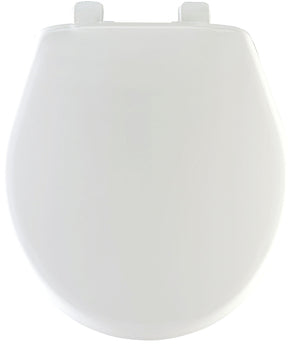 Mayfair 80SLOW000 Toilet Seat, Round, Plastic, White, Hex-Tite Hinge