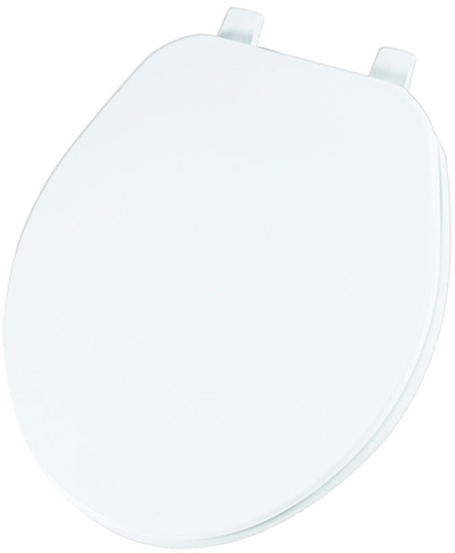 Mayfair 92B-000 Toilet Seat, Round, Plastic, White, Top-Tite Hinge, For: Round Bowls