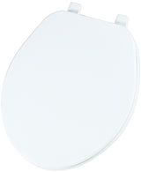 Mayfair 92B-000 Toilet Seat, Round, Plastic, White, Top-Tite Hinge