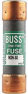 Bussmann NON-50 Fuse, 50 A, 250 VAC, 125 VDC, 50 kA Interrupt, Melamine Body, Cartridge Fuse, 10/PK, Pack of 10