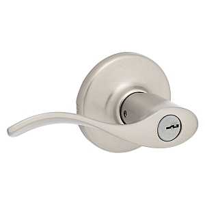 Kwikset 405BL 15 6AL Entry Lever, Thumbturn Lock, Satin Nickel, Zinc, Residential, Reversible Hand, Pack of 4
