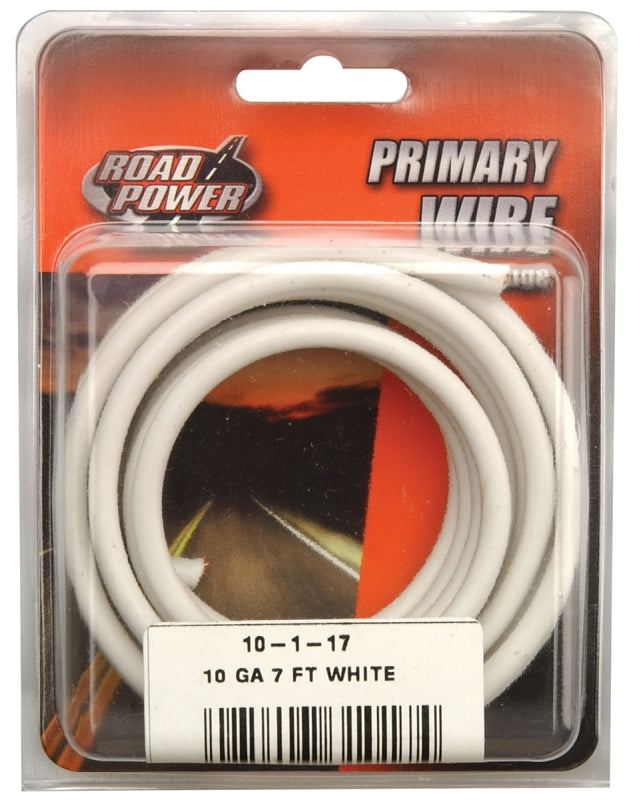 Road Power 55671933/10-1-16 Electrical Wire, 10 AWG Wire, 25/60 VAC/VDC, Copper Conductor, White Sheath, 7 ft L