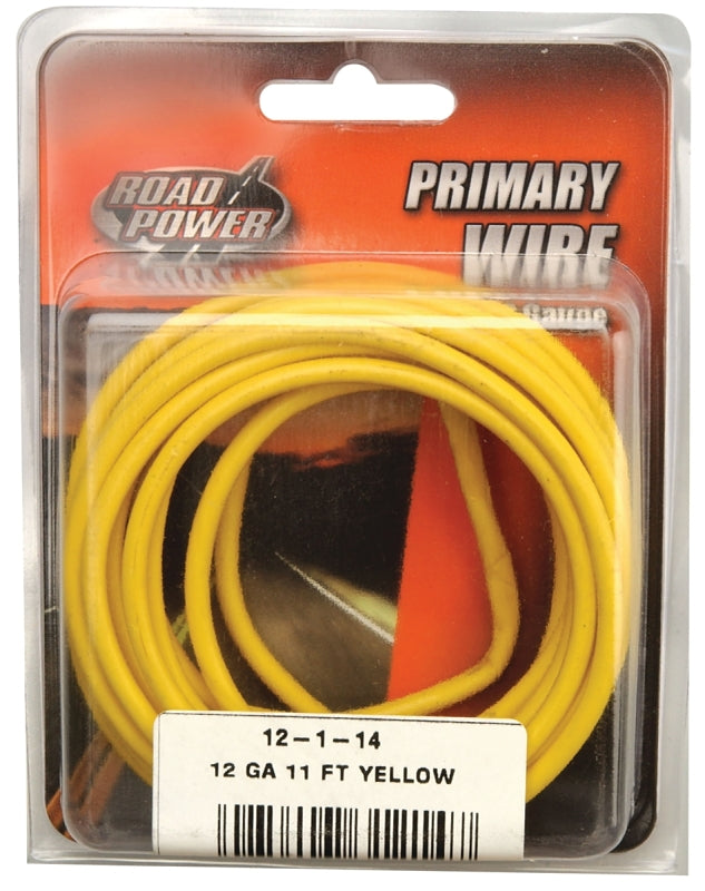 Road Power 55671733/12-1-14 Electrical Wire, 12 AWG Wire, 25/60 VAC/VDC, Copper Conductor, Yellow Sheath, 11 ft L