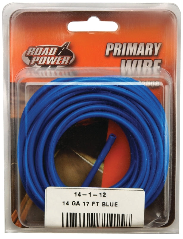 Road Power 55669433/14-1-12 Electrical Wire, 14 AWG Wire, 25/60 VAC/VDC, Copper Conductor, Blue Sheath, 17 ft L