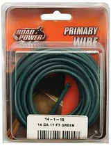 CCI 56421933 Primary Wire, 14 AWG Wire, 60 VDC, Copper Conductor, Green Sheath, 17 ft L