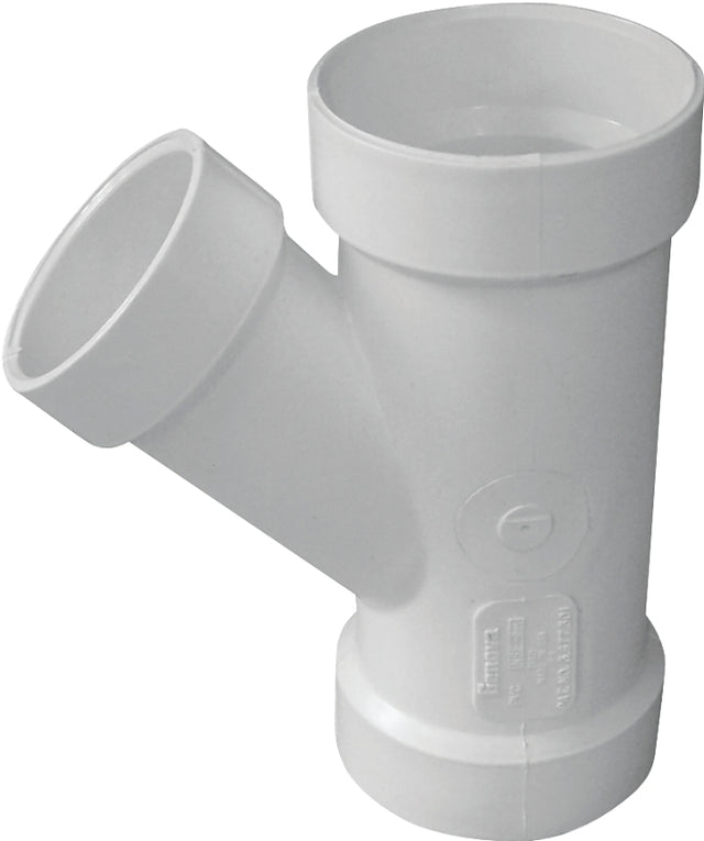 IPEX 192328L Pipe Wye, 4 x 2 in, Hub, PVC, White, SCH 40 Schedule