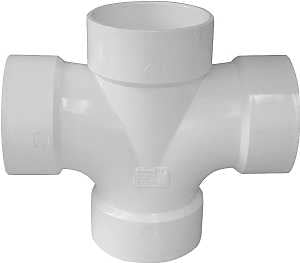 Canplas 192189 DWV Double Sanitary Pipe Tee, 3 x 1-1/2 in, Hub, PVC, White
