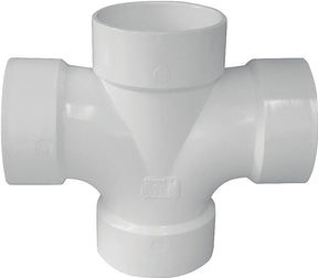 IPEX 192181 Double Sanitary Pipe Tee, 3 x 2 in, Hub, PVC, White, SCH 40 Schedule