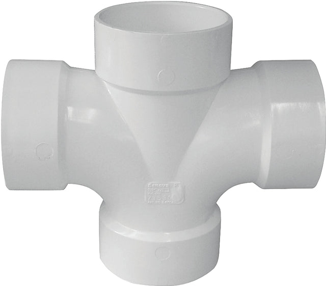 IPEX 192181 Double Sanitary Pipe Tee, 3 x 2 in, Hub, PVC, White, SCH 40 Schedule