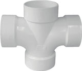 Genova 192190P/05240H DWV Reducing Double Sanitary Pipe Tee, 4 x 2 in, Hub, PVC, SCH 40 Schedule