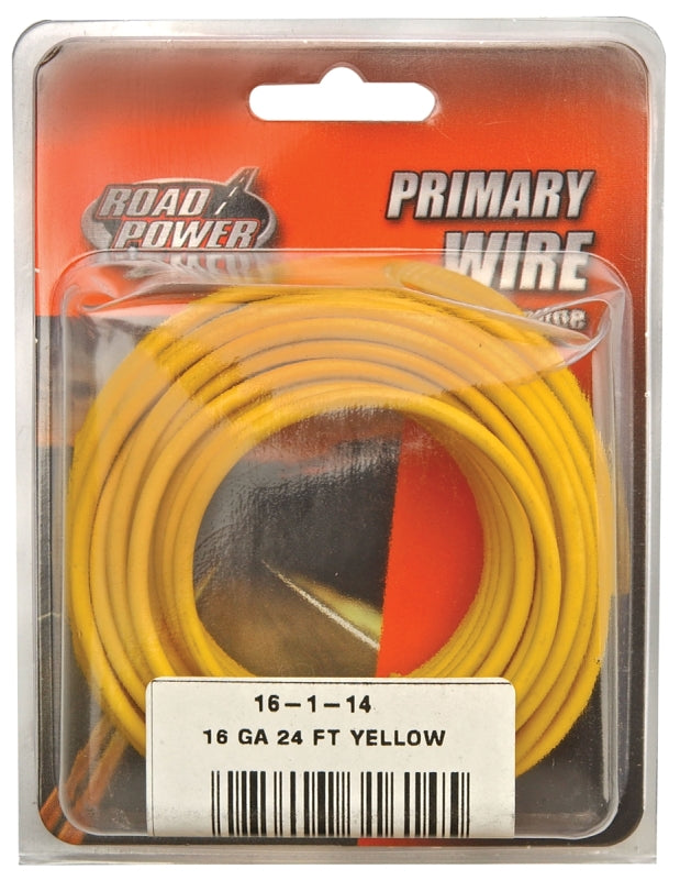 Road Power 55668333/16-1-14 Electrical Wire, 16 AWG Wire, 25/60 VAC/VDC, Copper Conductor, Yellow Sheath, 24 ft L