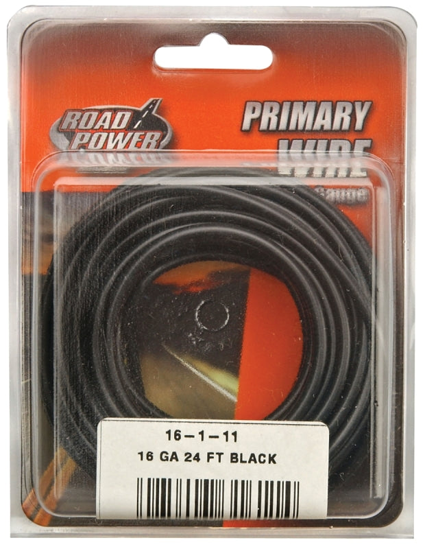 Road Power 55666633/16-1-11 Electrical Wire, 16 AWG Wire, 1-Conductor, 25/60 VAC/VDC, Copper Conductor, Black Sheath