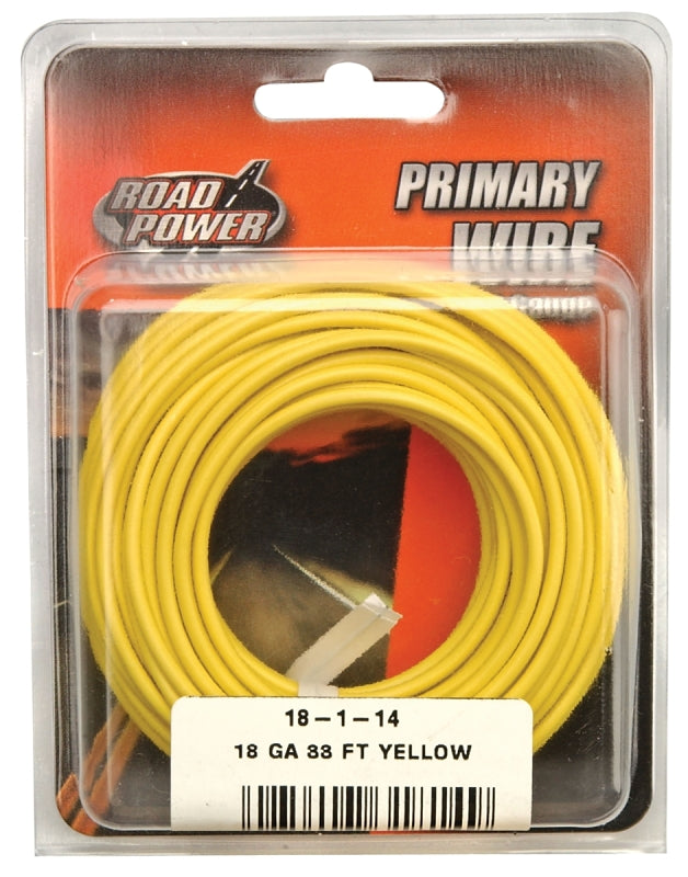 Road Power 55843833/18-1-14 Electrical Wire, 18 AWG Wire, 25/60 VAC/VDC, Copper Conductor, Yellow Sheath, 33 ft L