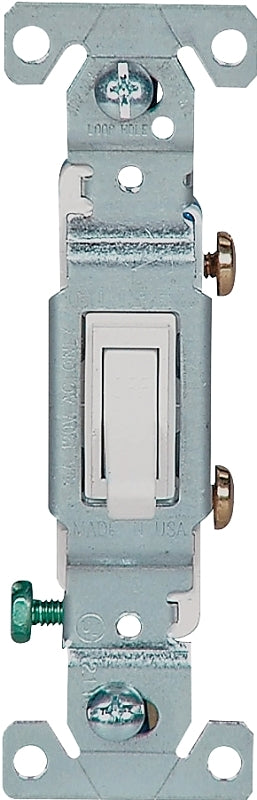 Eaton Wiring Devices 1301-7W10 Toggle Switch, 15 A, 120 V, Polycarbonate Housing Material, White