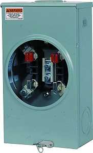Siemens SUAT317-0G Meter Socket, 1-Phase, 200 A, 600 V, 4-Jaw, Overhead Cable Entry, NEMA 3R Enclosure, Surface