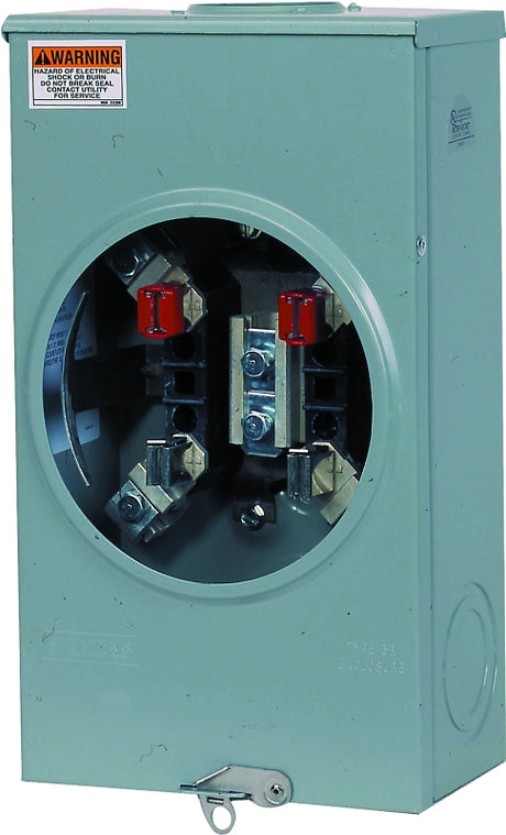 Siemens SUAT317-0G Meter Socket, 1-Phase, 200 A, 600 V, 4-Jaw, Overhead Cable Entry, NEMA 3R Enclosure, Surface