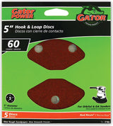 Gator 3785 Sanding Disc, 5 in Dia, 60 Grit, Coarse, Aluminum Oxide Abrasive, Vented, 5/PK