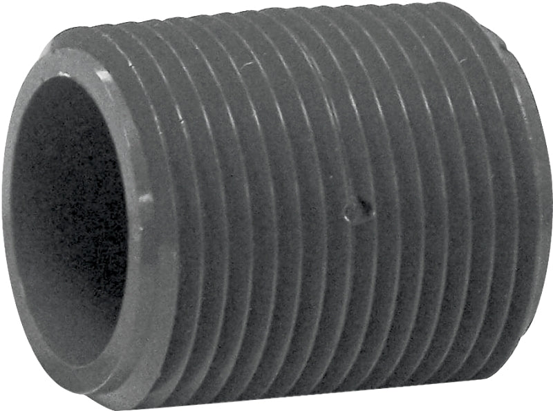 Genova P-1-CL Pipe Nipple, 1 in, MIP, PVC, Gray, SCH 80 Schedule