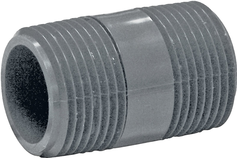 Genova P-1-2 Pipe Nipple, 1 in, NPT, PVC, Gray, SCH 80 Schedule, 2 in L