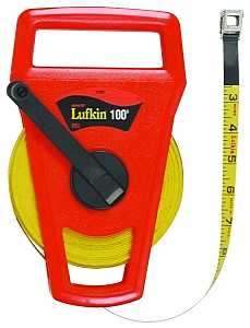 Crescent Lufkin FE100D/1706D Tape Measure, C2 Blade, 100 ft L Blade, 1/2 in W Blade, Fiberglass Blade, ABS Case