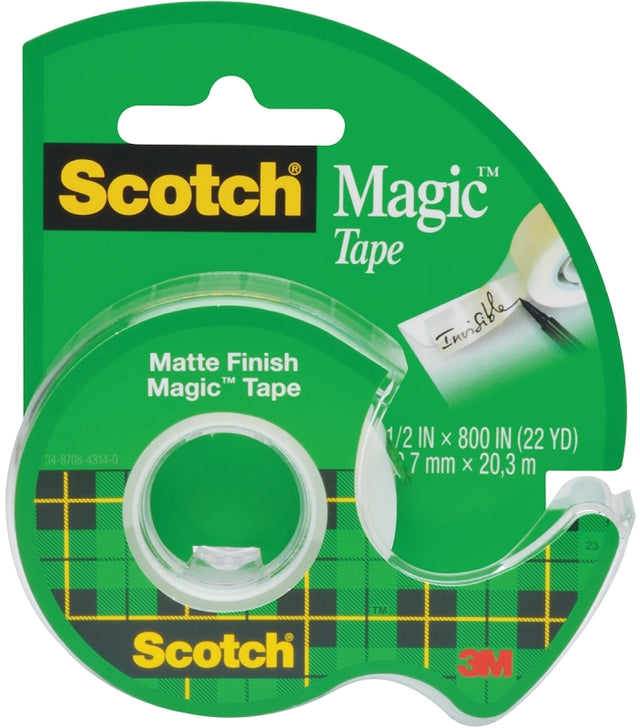 Scotch 119 Single-Sided Office Tape, 800 in L, 1/2 in W, Plastic Backing