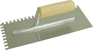 QLT 973 Trowel, 1/4 in W x 1/4 in D Notch, 11 in L, 4-1/2 in W, Square Notch, Straight Handle