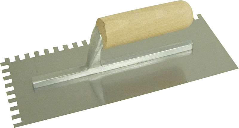 QLT 973 Trowel, 1/4 in W x 1/4 in D Notch, 11 in L, 4-1/2 in W, Square Notch, Straight Handle