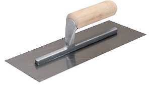 QLT 972 Trowel, 1/16 in W x 1/16 in D Notch, 11 in L, 4-1/2 in W, Square Notch, Straight Handle