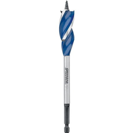 Irwin Speedbor 3041019 Auger Boring Bit, 1-1/8 in Dia, 6 in OAL, Tapered Flute, 3-Flute, 1/4 in Dia Shank, Hex Shank