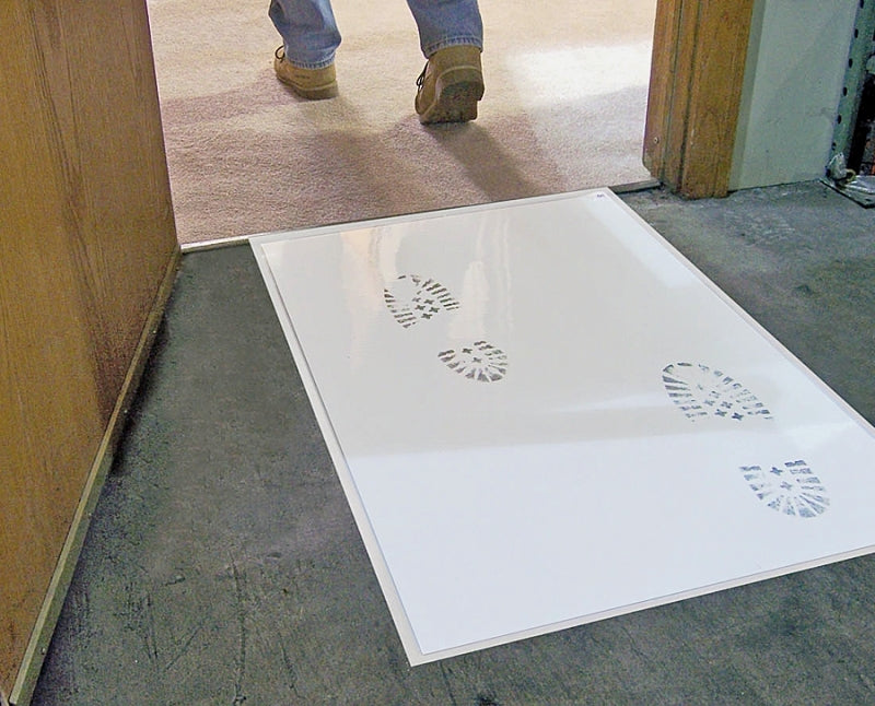 Surface Shields Step N Peel DG30W Reusable Tacky Clean Mat, 31-1/2 in L, 25-1/2 in W, 2 mil Thick, Acrylic/Polyethylene, Pack of 4