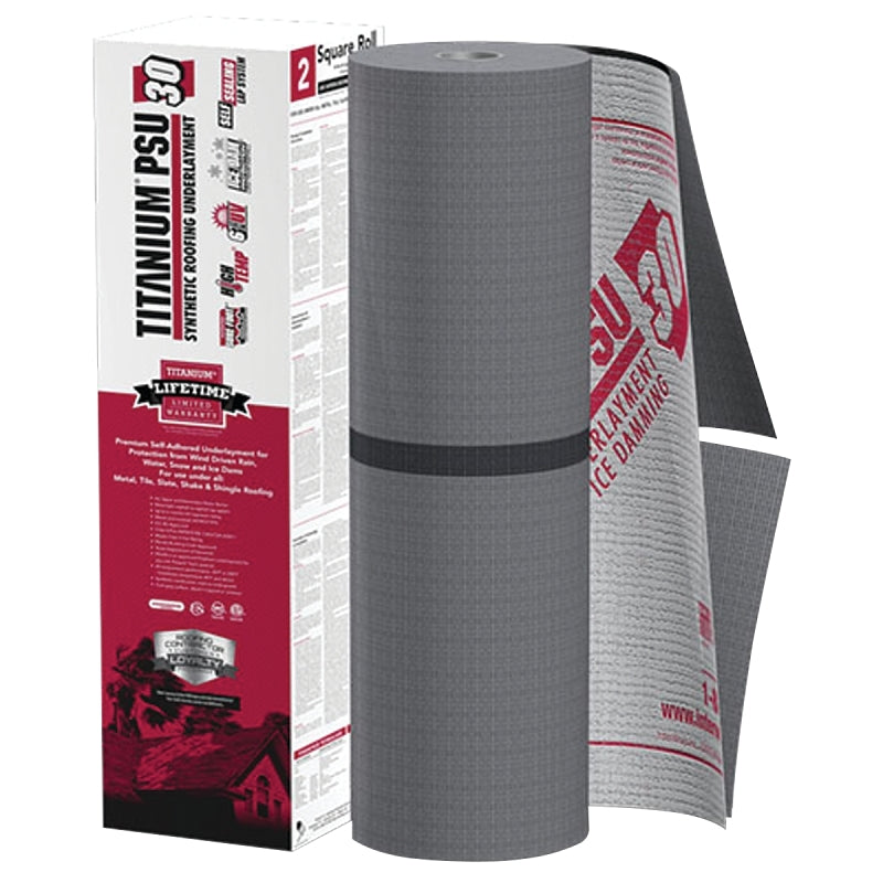 Interwrap PSU30 Roof Underlayment Roll, 72 ft L, 36 in W, Synthetic, Gray
