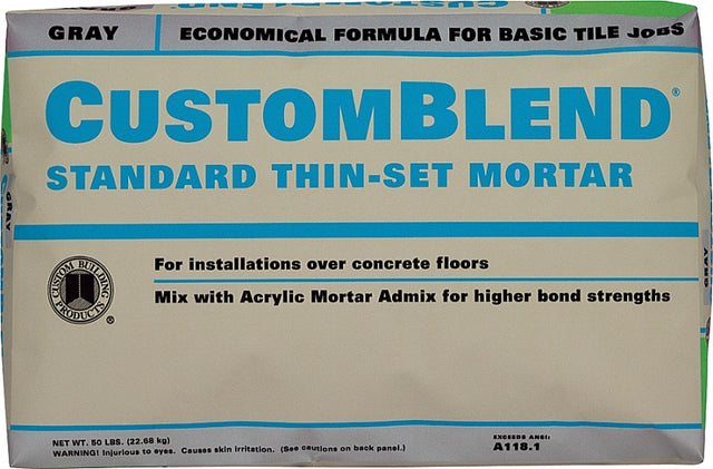 Custom CBTSG50 Series Thin-Set Mortar, Gray, Powder, 50 lb Bag, 85 to 95 sq-ft Coverage Area