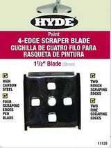 Hyde 11120 Scraper Blade, 4-Edge Blade, 1-1/2 in W Blade, HCS Blade