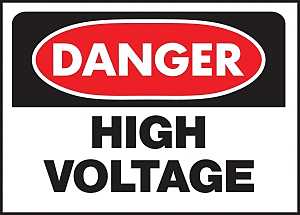 Hy-Ko 508 Danger Sign, Rectangular, HIGH VOLTAGE, Black Legend, White Background, Polyethylene, Pack of 5