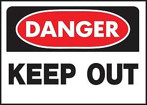 Hy-Ko 512 Danger Sign, Rectangular, KEEP OUT, Black Legend, White Background, Polyethylene, 14 in W x 10 in H Dimensions, Pack of 5