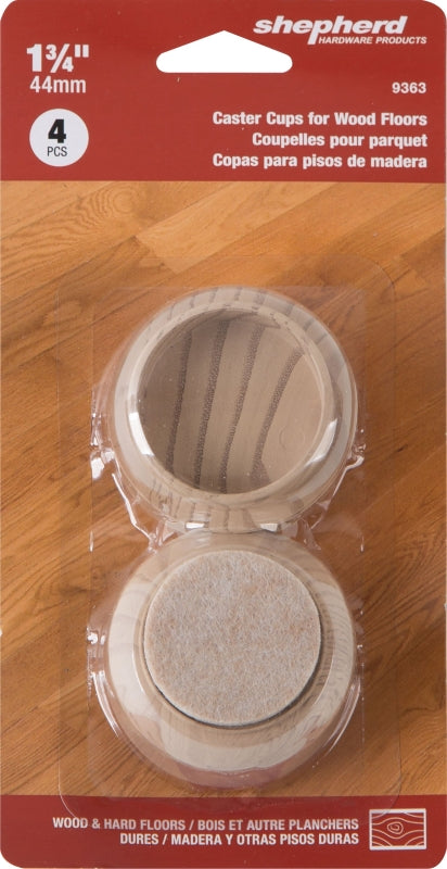 Shepherd Hardware 9363 Caster Cup, Round, 1-3/4 in L x 1-3/4 in W Dimensions, Felt Cloth, 4/PK