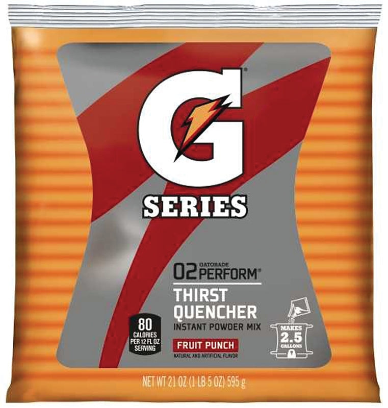 Gatorade 33691 Thirst Quencher Instant Powder Sports Drink Mix, Powder, Fruit Punch Flavor, 21 oz Pack, Pack of 32