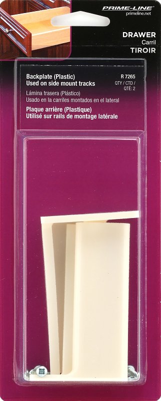 Prime-Line R 7265 Drawer Track Backplate, Nylon, Raw, Pack of 6